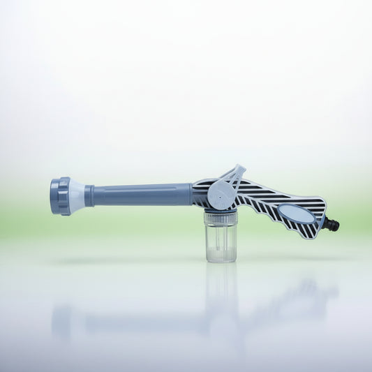 Blue and gray pressure washer gun on a white background